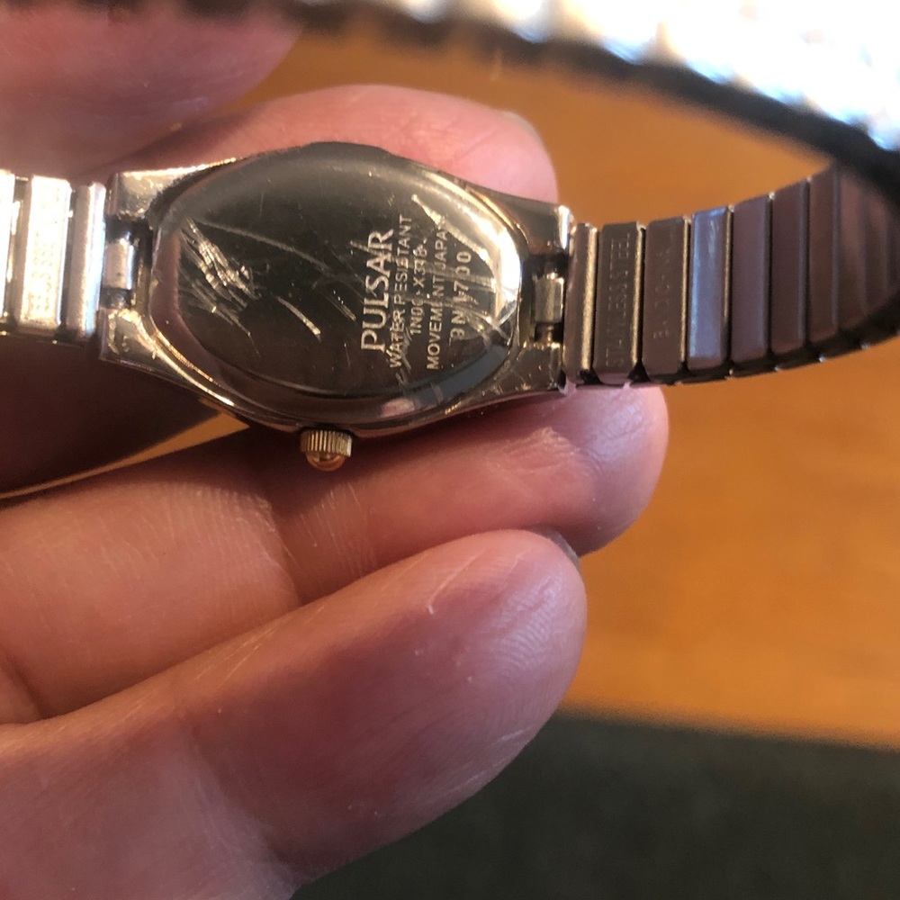 Pulsar Silver Tone Watch with Black Dial and Crystal Accents - Picture 3 of 4